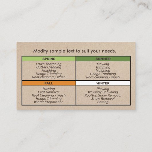 芝生気にと全シーズン造園 名刺 (裏面)