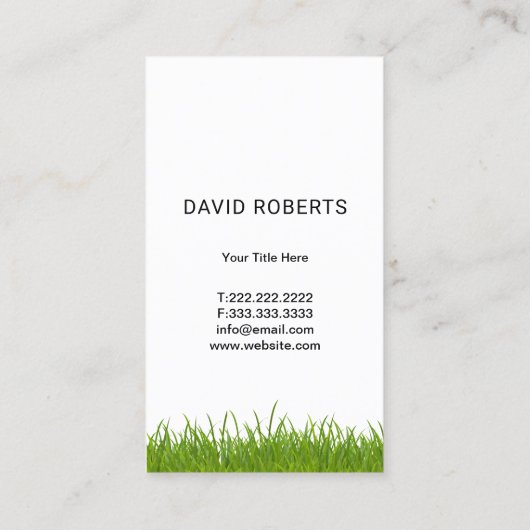 芝生気にと造園の手が草のハートを保持 名刺 (裏面)