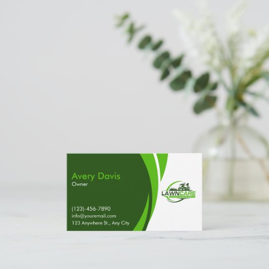 芝生気にと造園の草の刈りサービス 名刺 (スタンド正面)