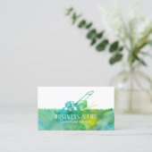 芝生気にと造園サービス水の色 名刺 (スタンド正面)