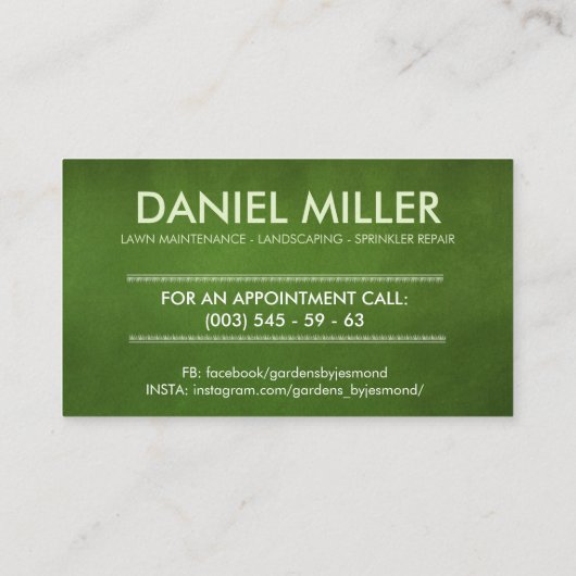 芝生気にと造園 名刺 (裏面)