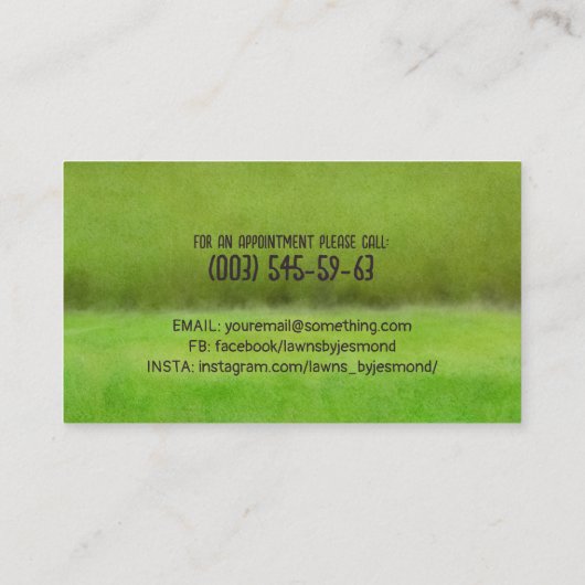 芝生気にと造園 – 水彩画 名刺 (裏面)