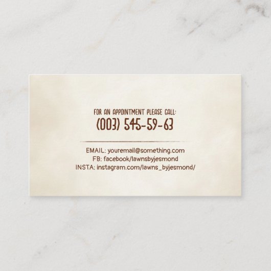 芝生気にと造園 – 芝刈り機 名刺 (裏面)