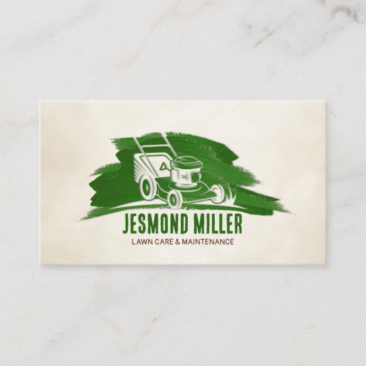 芝生気にと造園 – 芝刈り機 名刺 (正面)