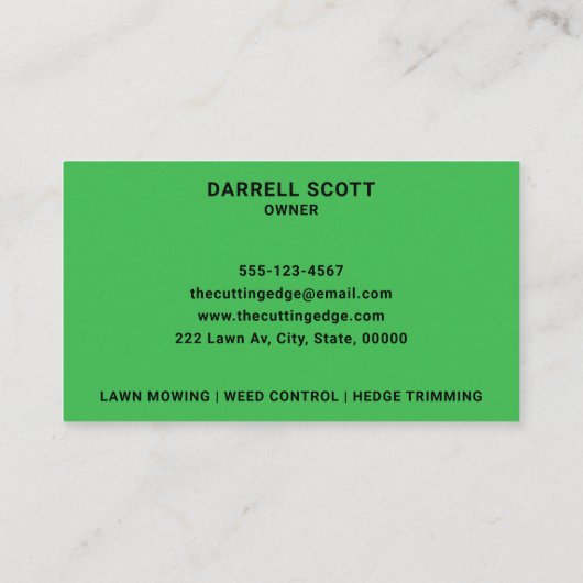 芝生気にサービスはっきりしたタイポグラフィグリーン 名刺 (裏面)
