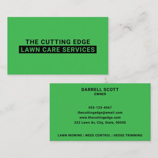 芝生気にサービスはっきりしたタイポグラフィグリーン 名刺 (正面/裏面)