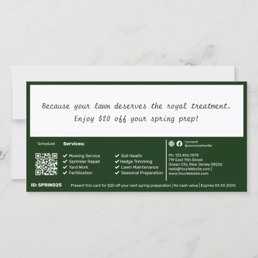 芝生気にサービスクリスマスギフト券カード (裏面)