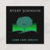 芝生気にサービスグリーンネオンツリー&グラスモダン スクエア名刺 (正面)