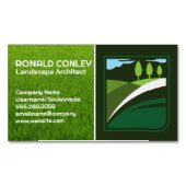 芝生気にサービスロゴ | 造園ロゴ マグネット名刺 (正面)