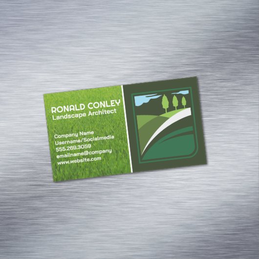 芝生気にサービスロゴ | 造園ロゴ マグネット名刺 (インサイチュ)