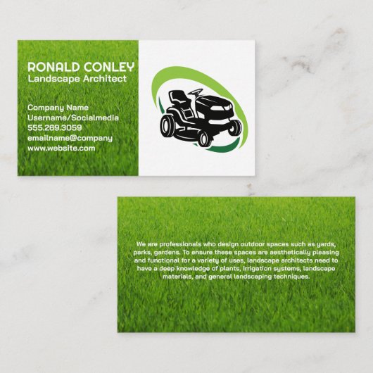 芝生気にサービスロゴ | 造園車 名刺 (正面/裏面)