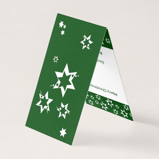 芝生気にサービス白 – 緑クリスマススターカード (裏面)