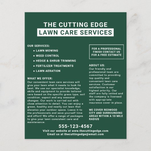 芝生気にサービス チラシ (正面)