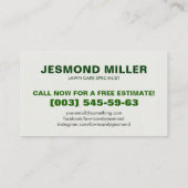 芝生気にサービス – 水彩イラストレーション 名刺 (裏面)