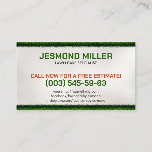 芝生気にサービス – 造園 名刺 (裏面)