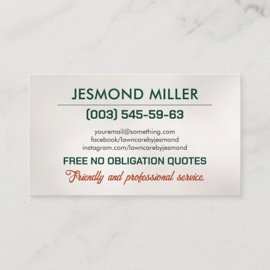 芝生気にサービス – 造園 名刺 (裏面)