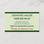 芝生気にサービス – 造園 名刺 (裏面)