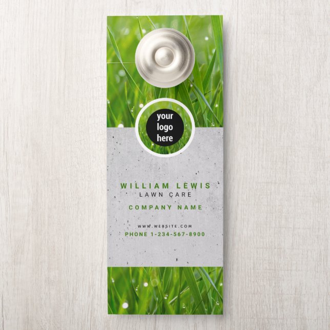 芝生気にシンプルビジネスのロゴの風景 ドアノブサイン (ノブ)