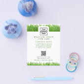 芝生気にシンプルビジネスのロゴ風景QRコード チラシ (シングル)