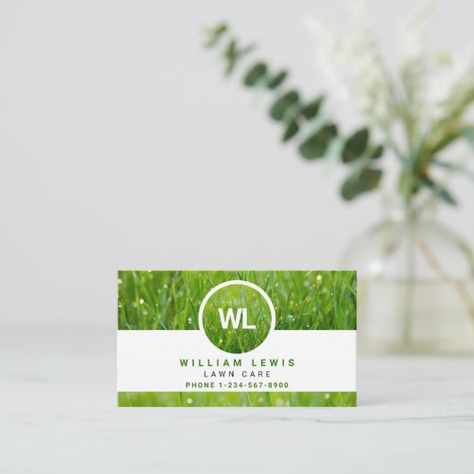 芝生気にシンプルモダン造園 名刺 (スタンド正面)