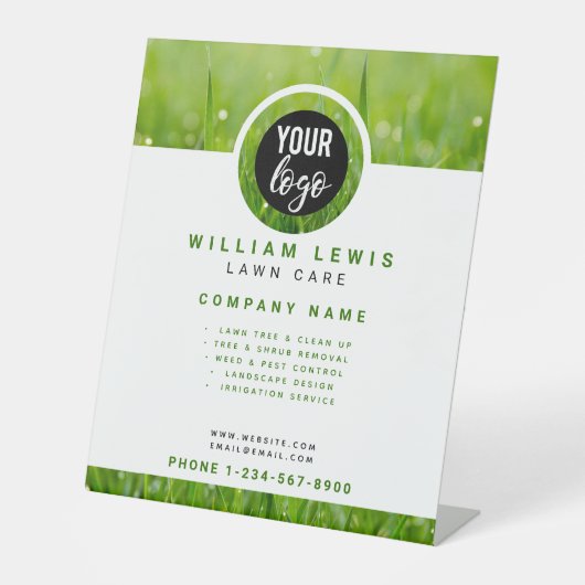 芝生気にシンプルロゴ造園 台座サイン (正面)