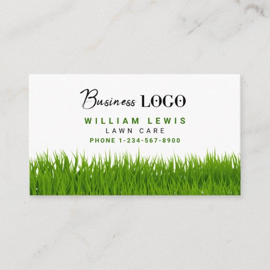 芝生気にシンプル造園モウイングビジネスロゴ 名刺 (正面)