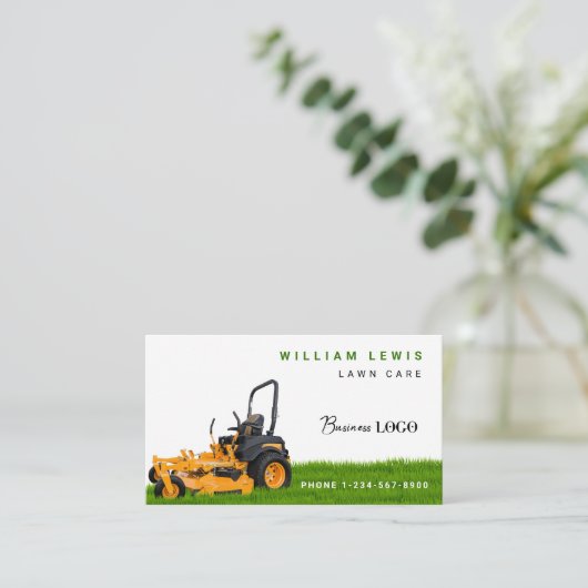 芝生気にシンプル造園モウイングビジネスロゴ 名刺 (スタンド正面)