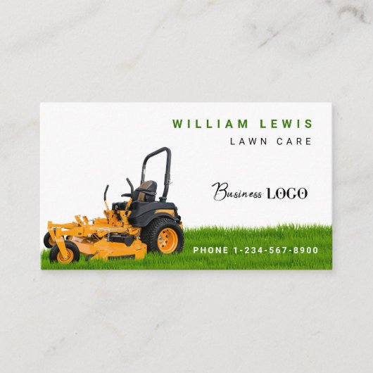 芝生気にシンプル造園モウイングビジネスロゴ 名刺 (正面)