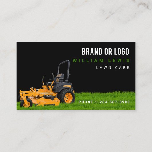 芝生気にシンプル造園モウイングビジネスロゴ 名刺 (正面)