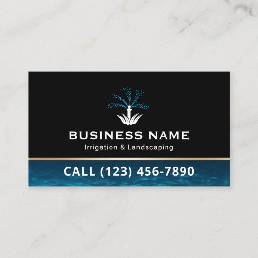 芝生気にスプリンクラロゴ灌漑と造園 名刺 (正面)