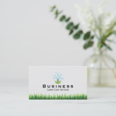 芝生気にスプリンクラロゴ造園サービスプレーン 名刺 (スタンド正面)