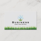 芝生気にスプリンクラロゴ造園サービスプレーン 名刺 (正面)