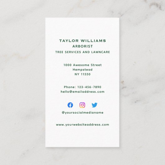 芝生気にツリーサービス造園ソーシャルメディア 名刺 (裏面)