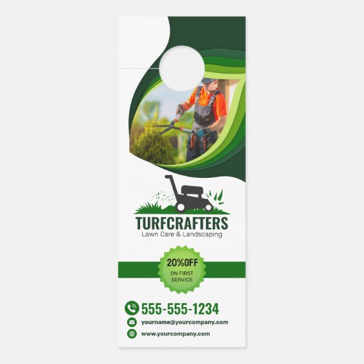 芝生気にモダン造園草刈りサービス ドアノブサイン (正面)