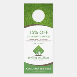 芝生気にモダン/造園グラスのロゴ白 ドアノブサイン