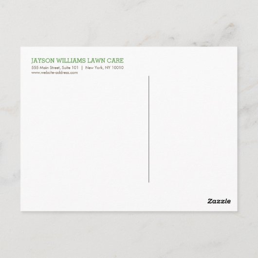 芝生気にモダン/造園グラスのロゴ白 ポストカード (裏面)