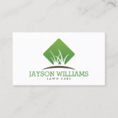 芝生気にモダン/造園グラスのロゴ白 名刺 (正面)