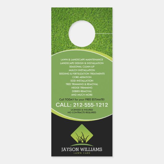 芝生気にモダン/造園グラスロゴ黒 ドアノブサイン (裏面)