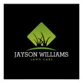 芝生気にモダン/造園グラスロゴ黒 ポスター (正面)