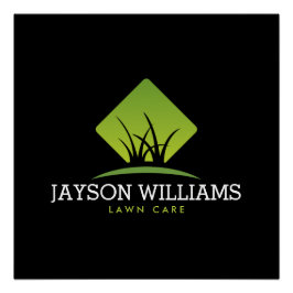 芝生気にモダン/造園グラスロゴ黒 ポスター