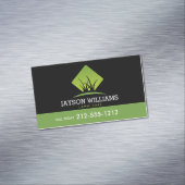 芝生気にモダン/造園グラスロゴ黒 マグネット名刺 (インサイチュ)