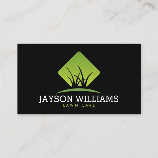 芝生気にモダン/造園グラスロゴ黒 名刺 (正面)