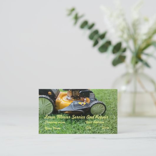 芝生気に刈り機修理 名刺 (スタンド正面)