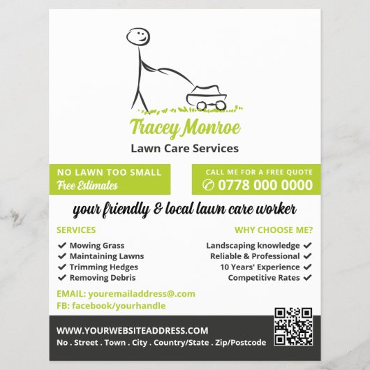 芝生気に労働者、芝生気にサービス チラシ (正面)