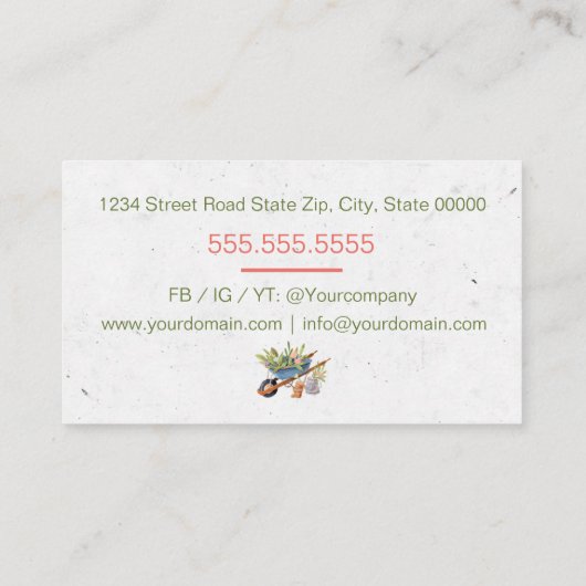 芝生気に又は造園 名刺 (裏面)