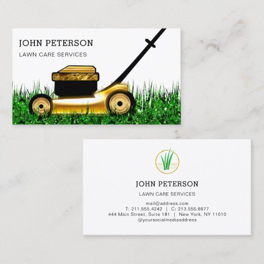 芝生気に園芸の草刈りサーエレガントビス 名刺 (正面/裏面)