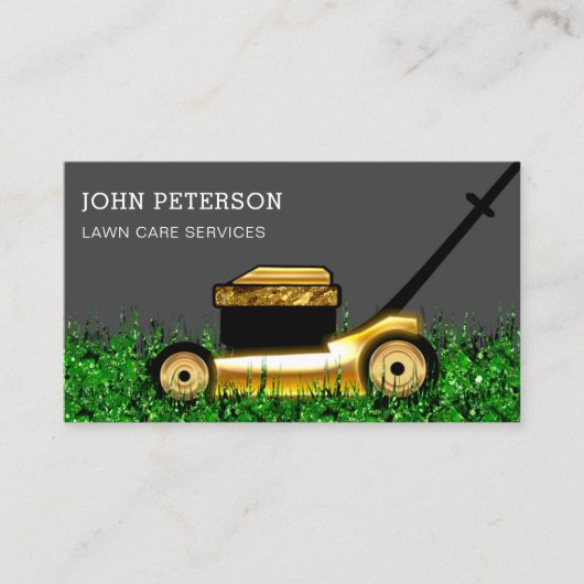 芝生気に園芸の草刈りサービスグレー 名刺 (正面)