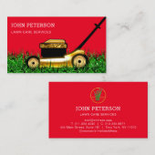 芝生気に園芸の草刈りサービスレッド 名刺 (正面/裏面)