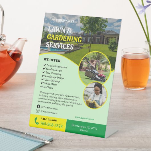 芝生気に園芸サービス台座標識 台座サイン (インサイチュ)