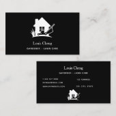 芝生気に園芸白黒草刈り 名刺 (正面/裏面)